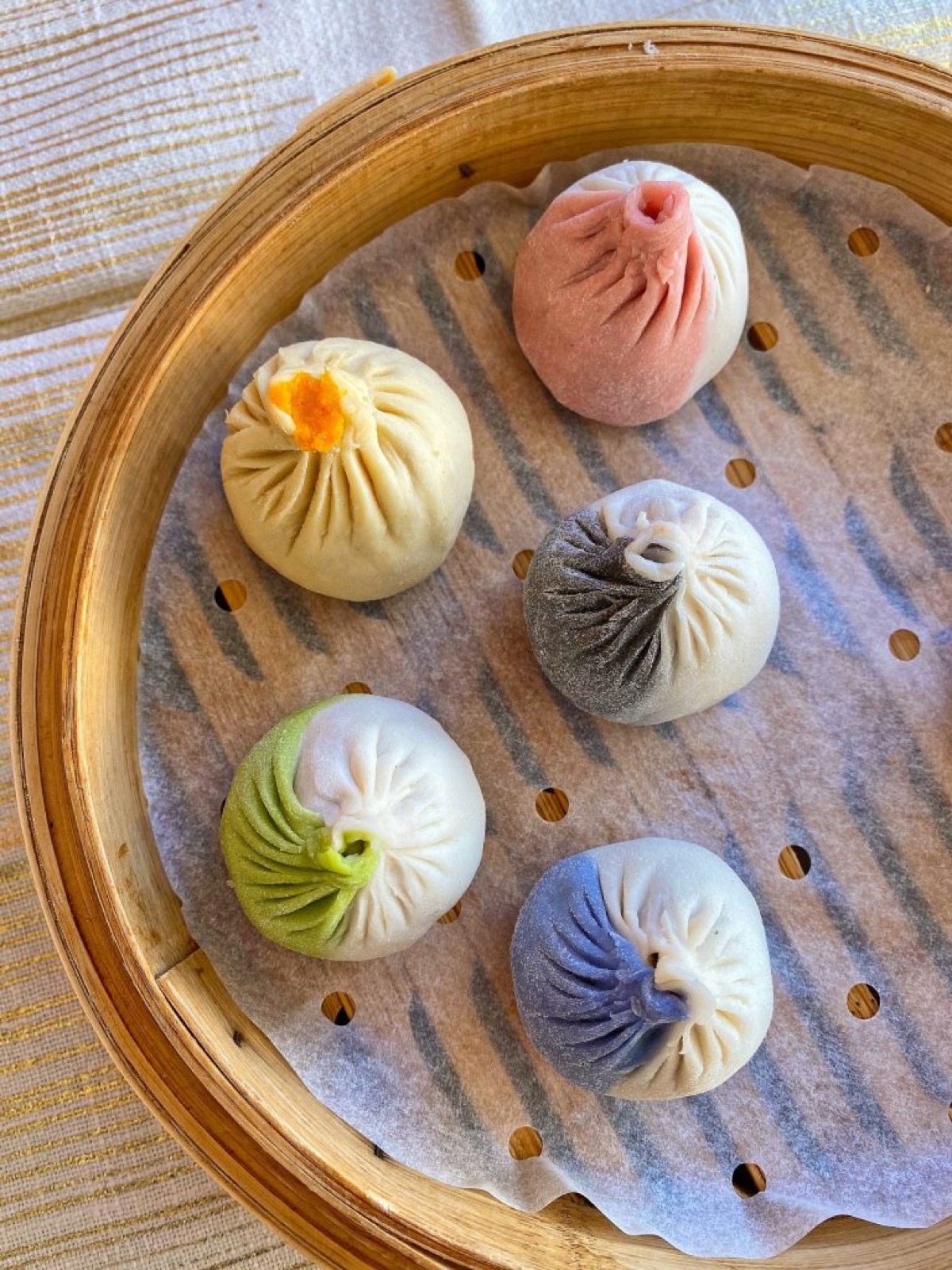 Lucky Six Soup Dumplings sampler platter at Shanghai You Garden